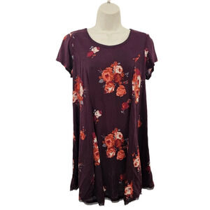 URBAN OUTFITTERS SILENCE + NOISE Purple Floral T-Shirt Dress Size S